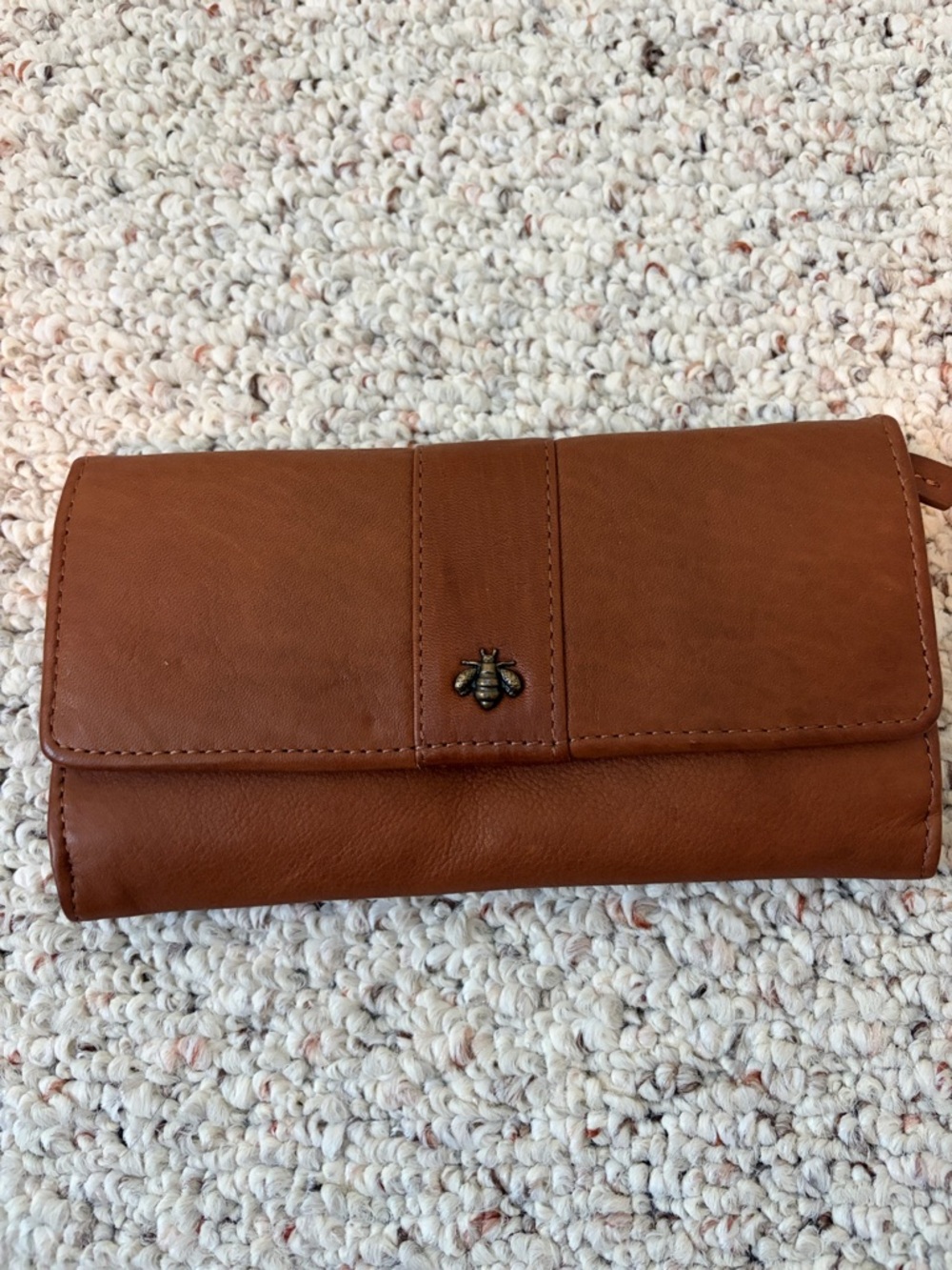 Fat Face Women's Brown Leather Wallet with Bee Accent